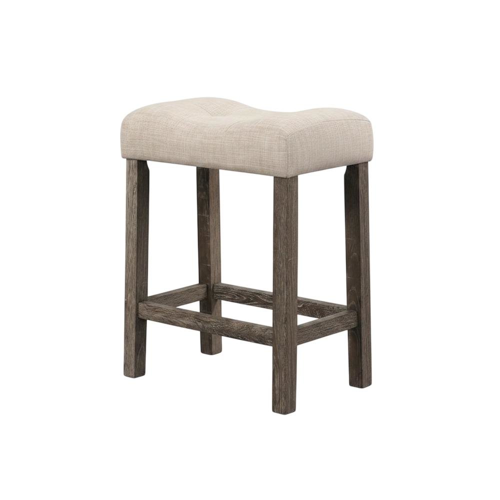Taupe Button Tufted Counter Height Saddle Stool Set of 2 with Stylish Design