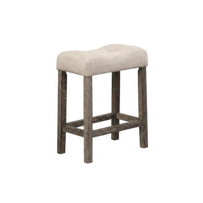 Taupe Button Tufted Counter Height Saddle Stool Set of 2 with Stylish Design