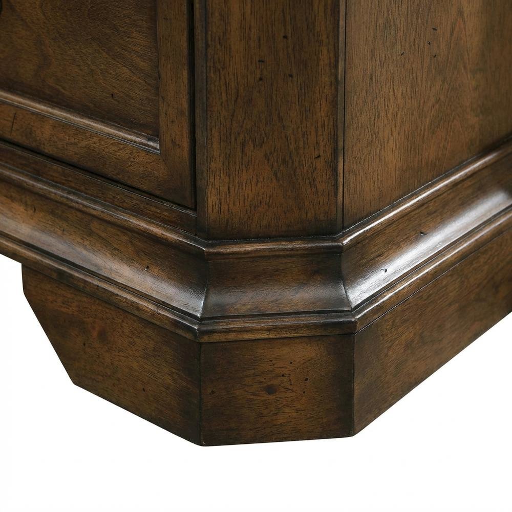 Wooden Nightstand in Antique Walnut Finish with 3 Drawers for Bedroom Storage