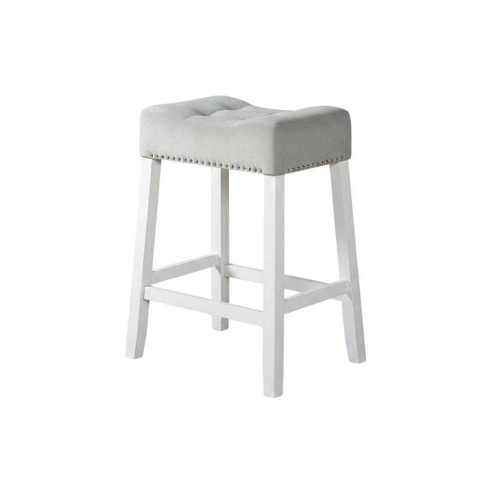 Velvet Counter Height Stools with Saddle Seats, Gray, Set of 2