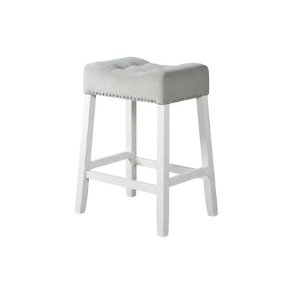 Velvet Counter Height Stools with Saddle Seats, Gray, Set of 2