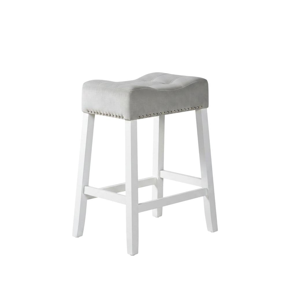 Velvet Counter Height Stools with Saddle Seats, Gray, Set of 2