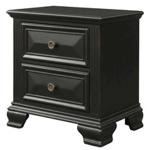 Black Vintage Nightstand with 2 Drawers and Classic Design