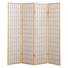Natural 4-Panel Wood Folding Room Divider, Rice Paper, 71 Inch