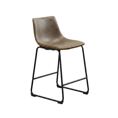 Antique Brown PU Leather Counter Height Stools Set of 2 with Stylish Design