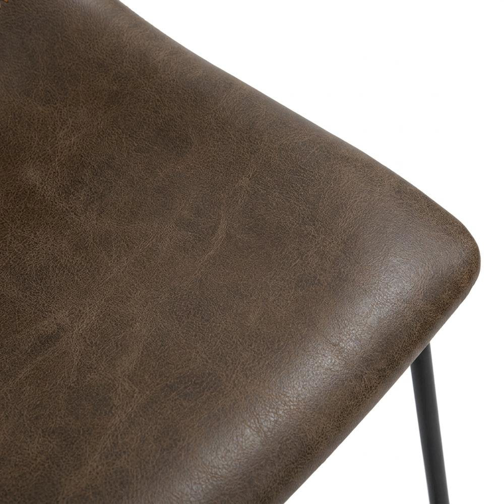 Antique Brown PU Leather Counter Height Stools Set of 2 with Stylish Design