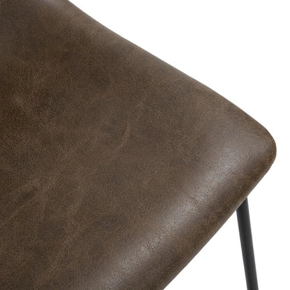 Antique Brown PU Leather Counter Height Stools Set of 2 with Stylish Design