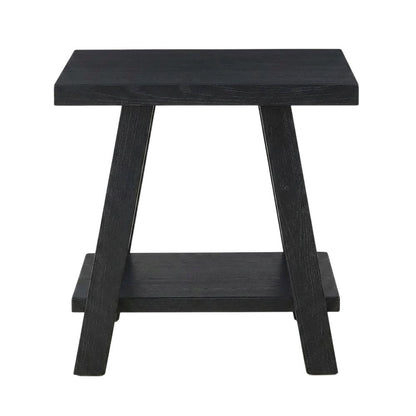 Black, End Side Table, Open Shelf, Quality Build, Durable Wood Frame