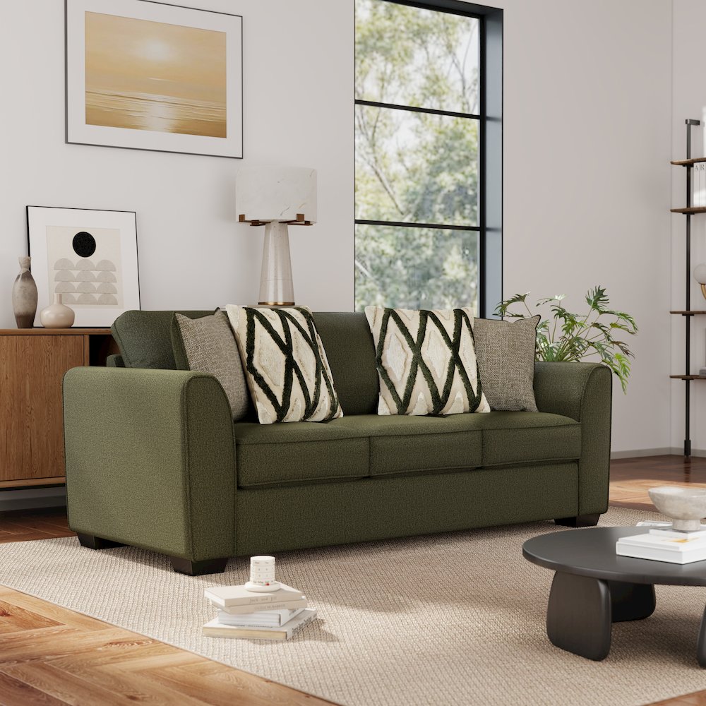 Marvella Living Room Sofa and Loveseat Set, Chenille Upholstery, Accent Pillows