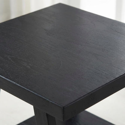 Black, End Side Table, Open Shelf, Quality Build, Durable Wood Frame