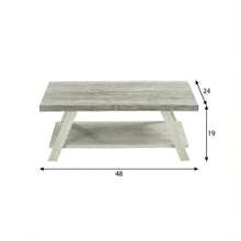 Two-Tone Weathered Gray and Beige Wood Shelf Coffee Table with Storage