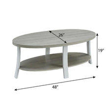 White Oval Wood 3-Piece Coffee Table Set with Contemporary Shelf Design