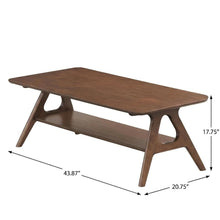 Mid-Century Modern Wood Coffee Table with Shelf and Storage Space