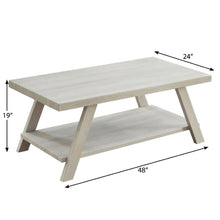 White Wood Coffee Table with Contemporary Shelf and Sturdy Construction