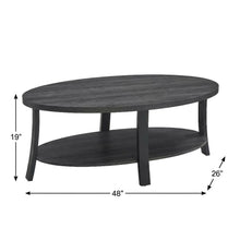 Contemporary Charcoal Oval Wood Shelf Coffee Table with Storage Space