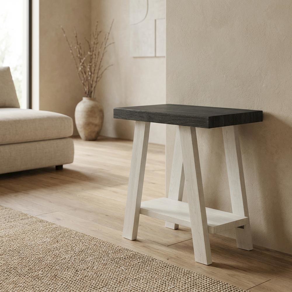 Grey, Side Table, Open Shelf, Quality Build, Durable Wood Frame