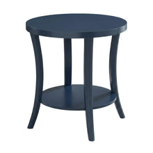 Navy Blue Round End Table with Shelf for Living Room Decor