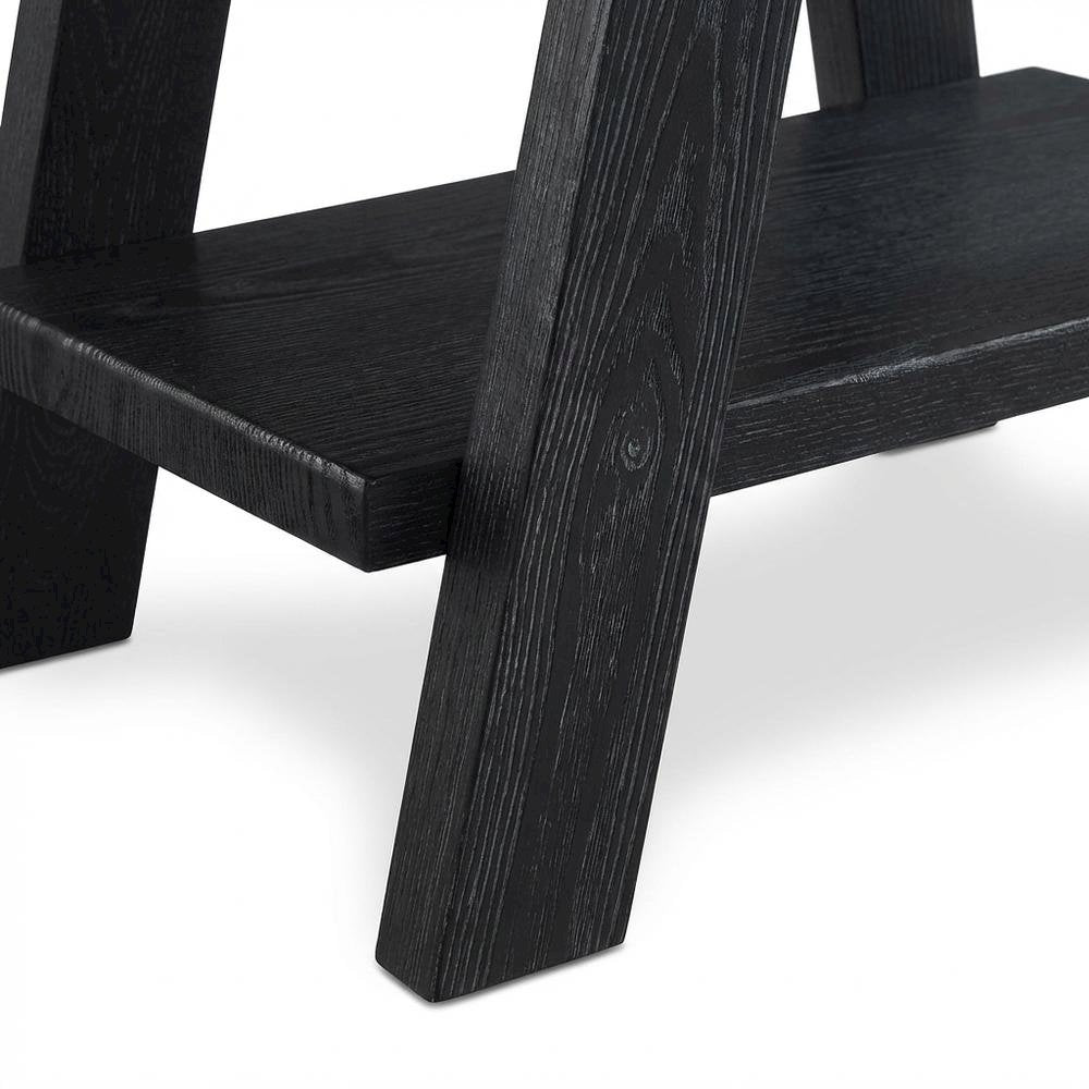 Black, Side Table, Open Shelf, Quality Build, Durable Wood Frame