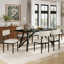 Axler 7-Piece Dining Set, Tripod-Cross Dining Table with 6 Boucle Chairs, Black