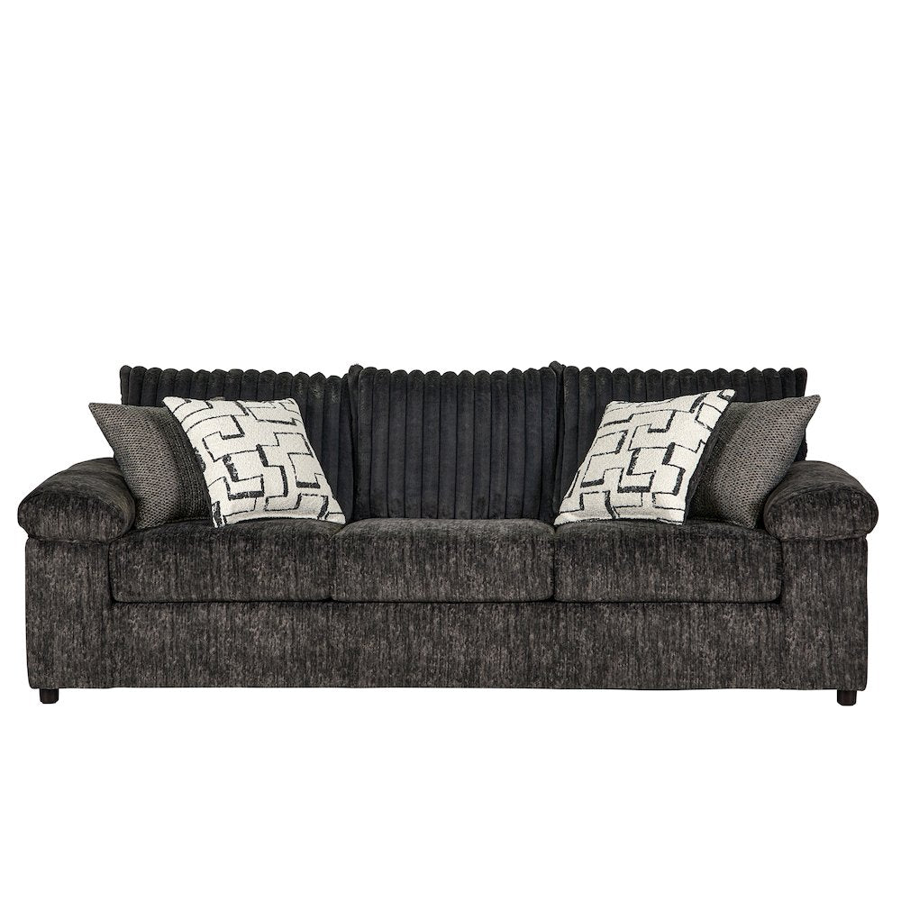 Nason Wide Wale Corduroy Living Room 4-Piece Sofa Set, Charcoal