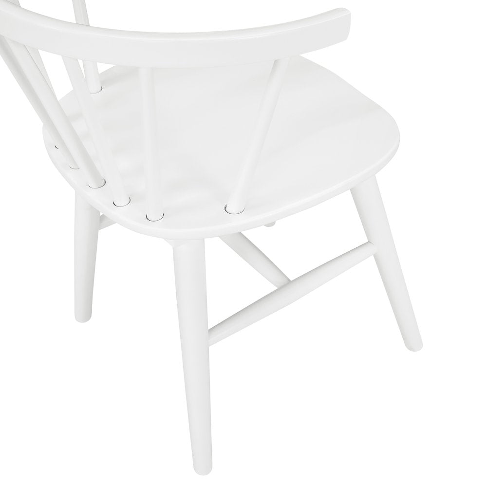 Alwynn White and Natural Wood 7-Pc Dining Set, Table with 6 Windsor Chairs