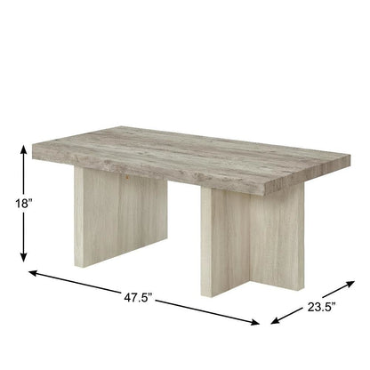 Contemporary Multi-Color Coffee Table with Sturdy Top and Weathered Finish
