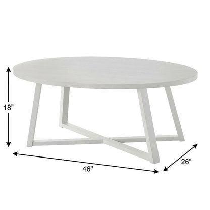 Wood Oval Coffee Table with Smooth Finish and Sturdy Frame, 1-Piece Design