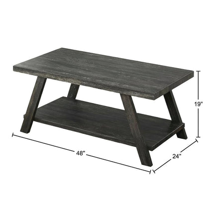 Charcoal Coffee Table with Replicated Wood Surface and Sturdy Construction