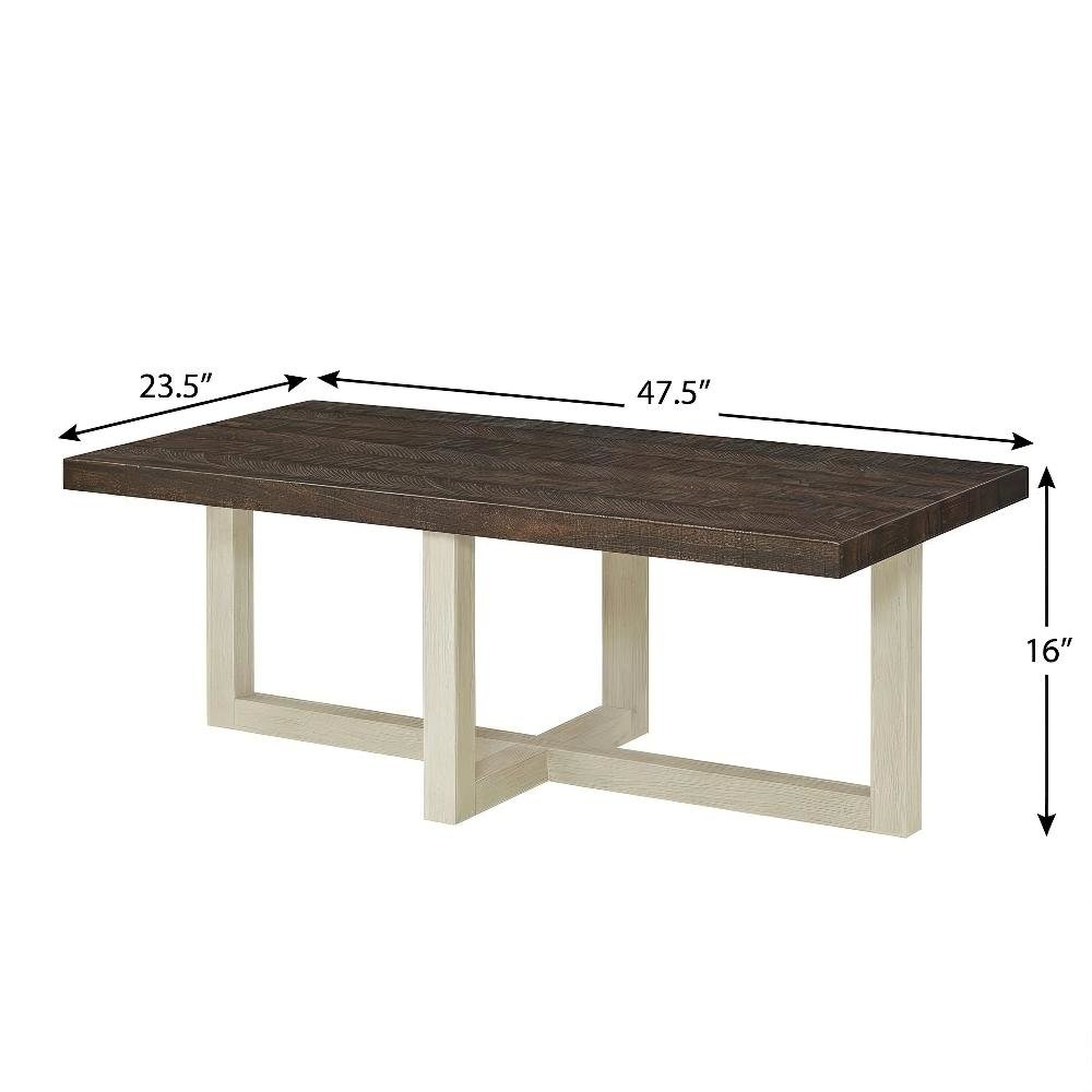 Walnut and White Contemporary Coffee Table with Sturdy Construction