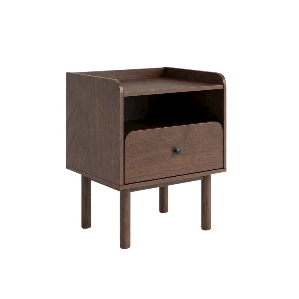 Dual-Tier Nightstand with Side Table Storage