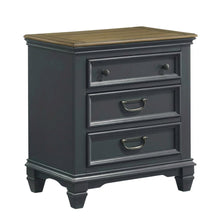 Slate Blue Wood Nightstand with 3 Drawers for Bedroom Storage