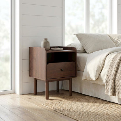 Dual-Tier Nightstand with Side Table Storage
