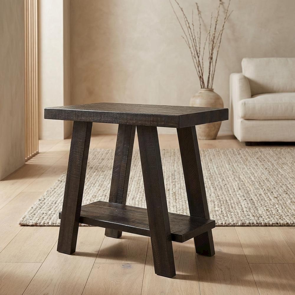 Brown, Side Table, Open Shelf, Quality Build, Durable Wood Frame