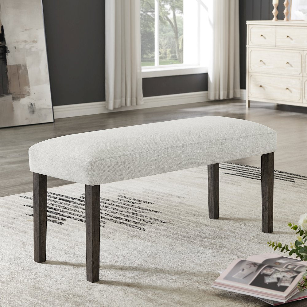 Sorlen Modern 6-Piece Dining Set, 3D Faux Concrete Table with 4 Chairs and Bench