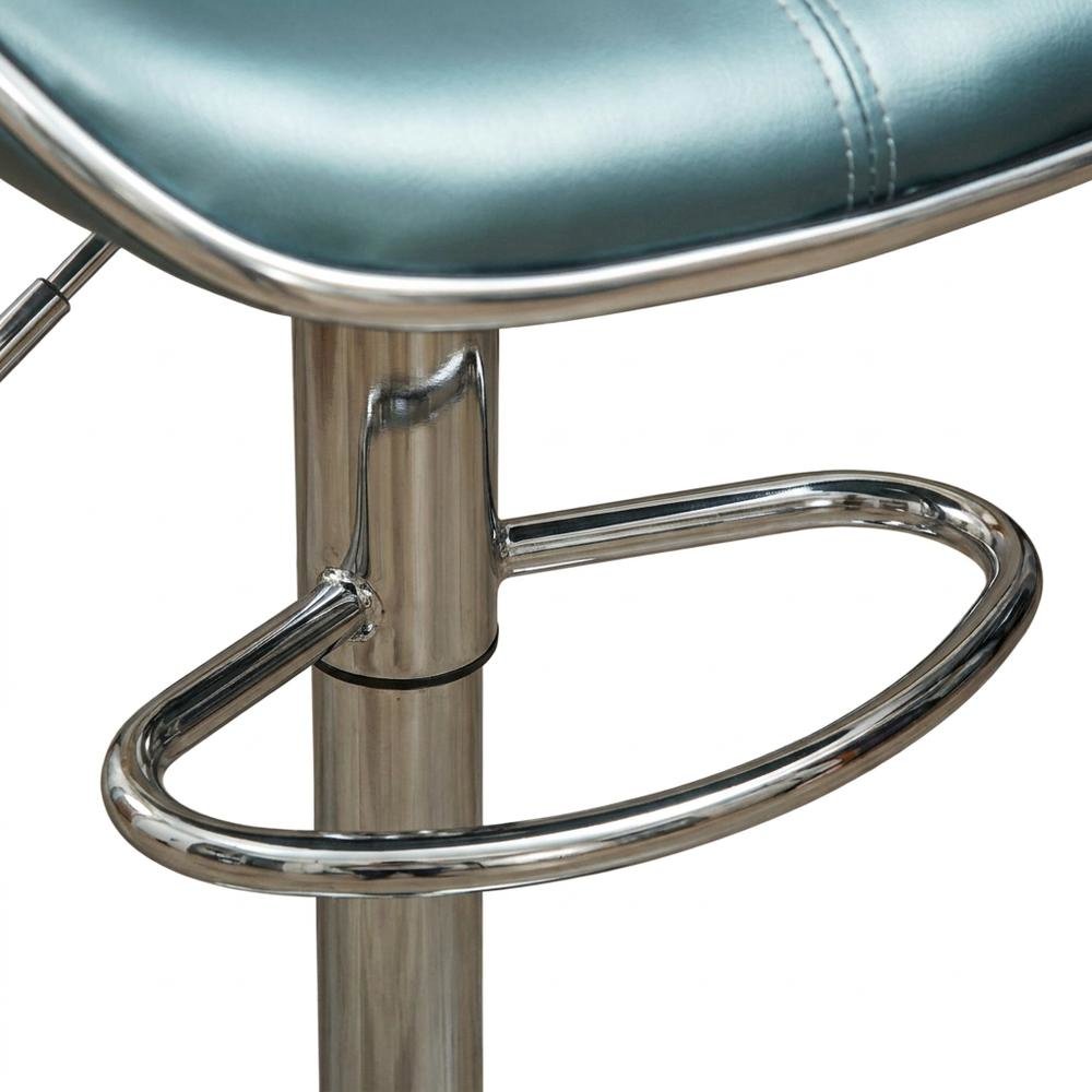 Blue Leatherette Adjustable Swivel Barstool with Chrome Base, Set of 2