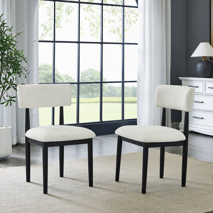 Axler 7-Piece Dining Set, Tripod-Cross Dining Table with 6 Boucle Chairs, Black