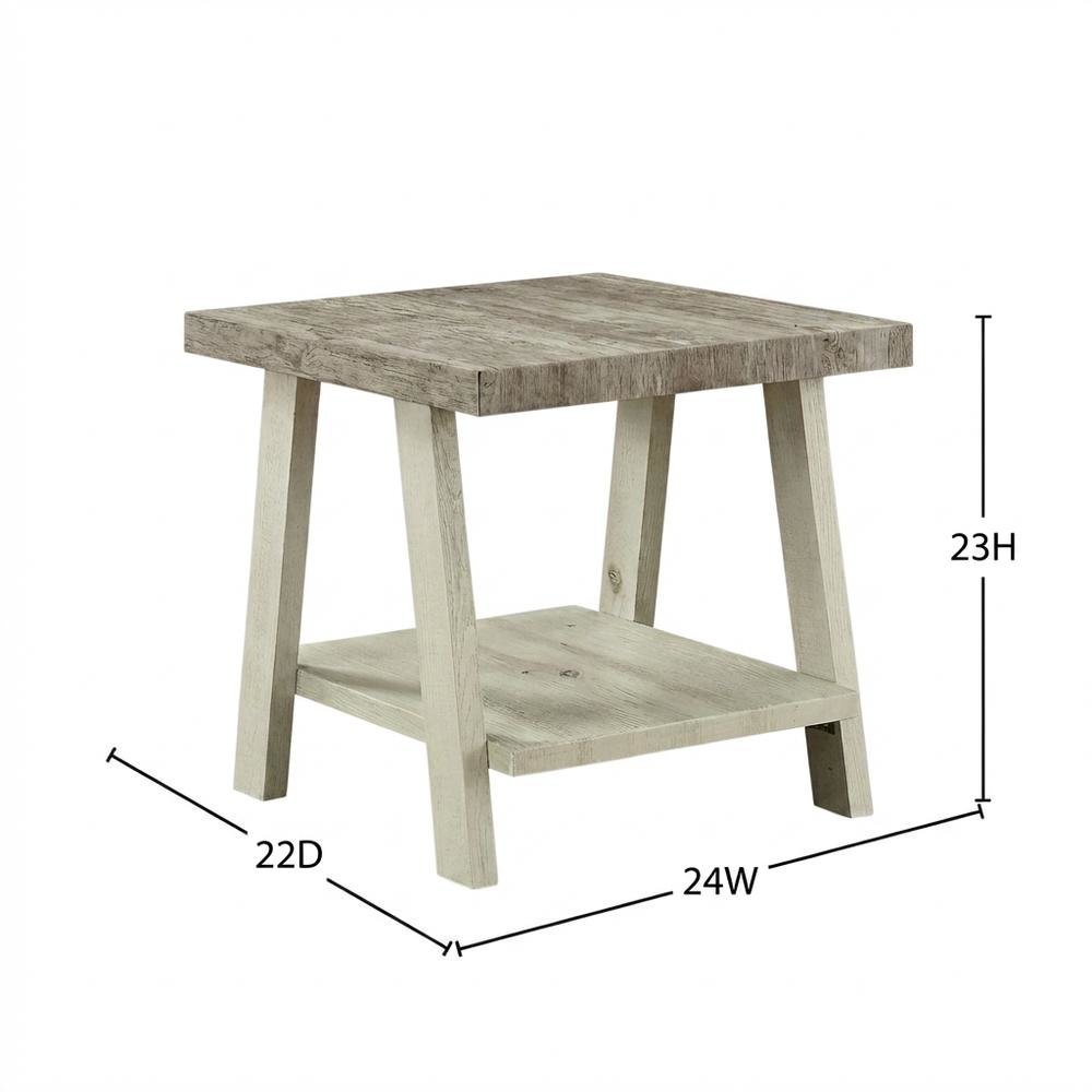 Beige, End Side Table, Open Shelf, Quality Build, Durable Wood Frame