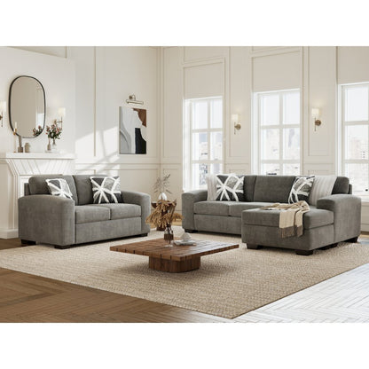 Arden Living Room Sofa Set with Convertible Sofa Chaise and Loveseat, Posh Gray