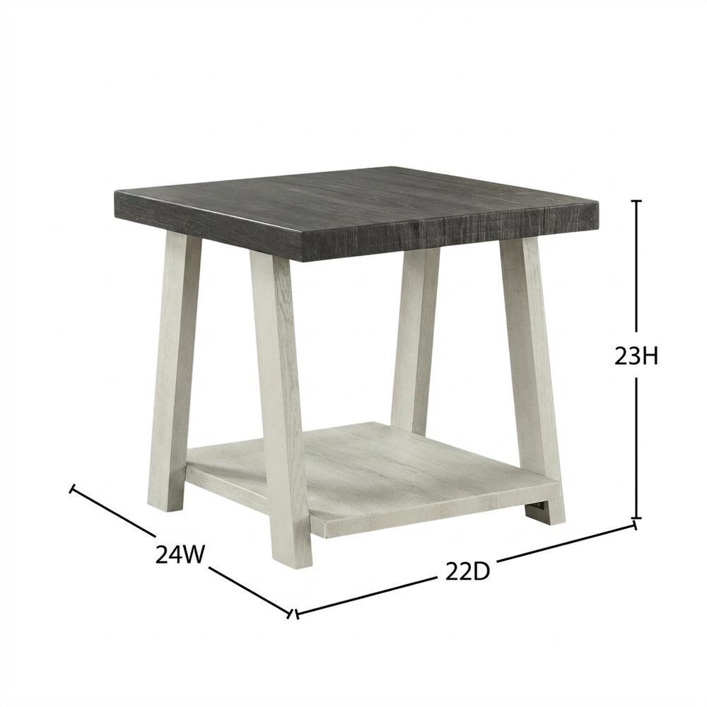 Grey, End Side Table, Open Shelf, Quality Build, Durable Wood Frame