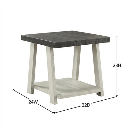 Grey, End Side Table, Open Shelf, Quality Build, Durable Wood Frame