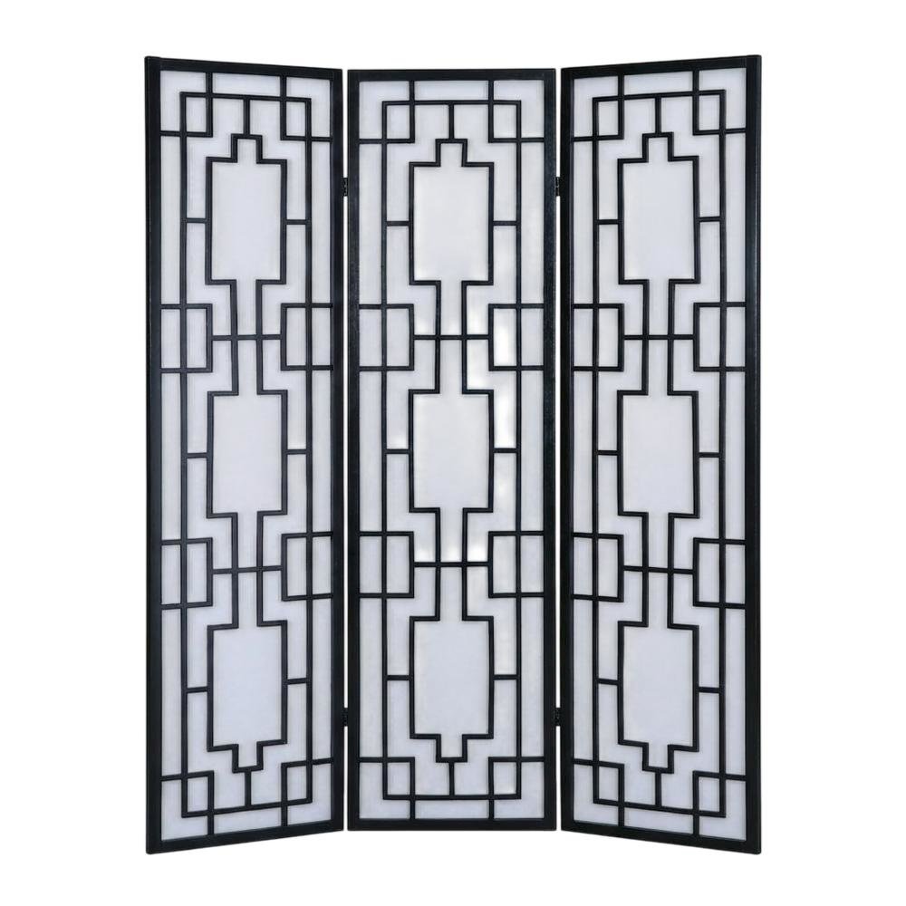 Natural 3-Panel Wood Folding Room Divider, Fabric, 70 Inch
