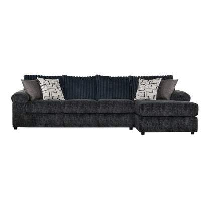 Nason Wide Wale Corduroy Sofa Chaise with Armchair and Ottoman, Charcoal