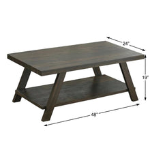 Contemporary Wood Shelf Coffee Table Weathered Espresso with Open Storage Design