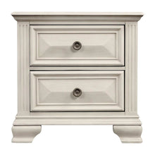 White Distressed Nightstand with 2 Drawers and Rustic Finish