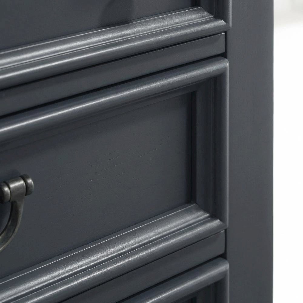 Slate Blue Wood Nightstand with 3 Drawers for Bedroom Storage