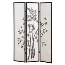 Black 3-Panel Wood Folding Room Divider, Rice Paper, 72 Inch
