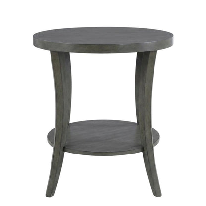 Gray oval end table with modern design and durable construction