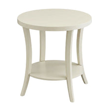 Round End Table with Shelf in Ivory for Living Rooms