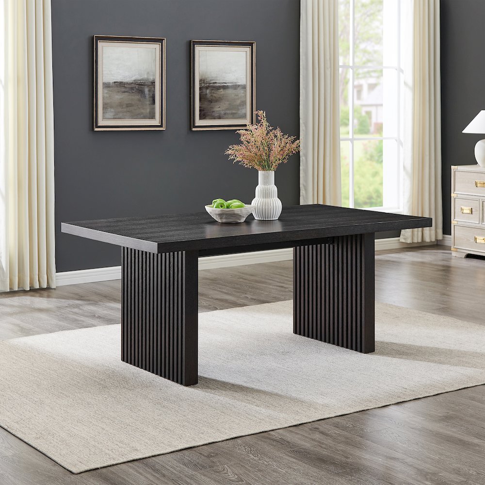 Madison 6-PC Dining Set, Slat-Fluted Table with 4 Chairs and a Bench, Chocolate