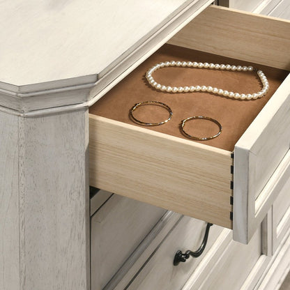 Maderne Wood 5-Drawer Chest, Antique White Finish